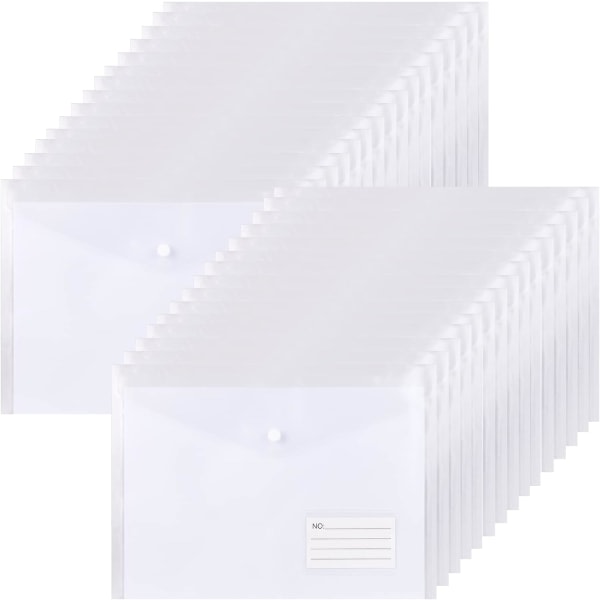 A4 transparenta plastmappar - 30 st A4 plånbøger med etikettficka Dokumentfiler Plånbøger Kuvertmapp i A4 plast
