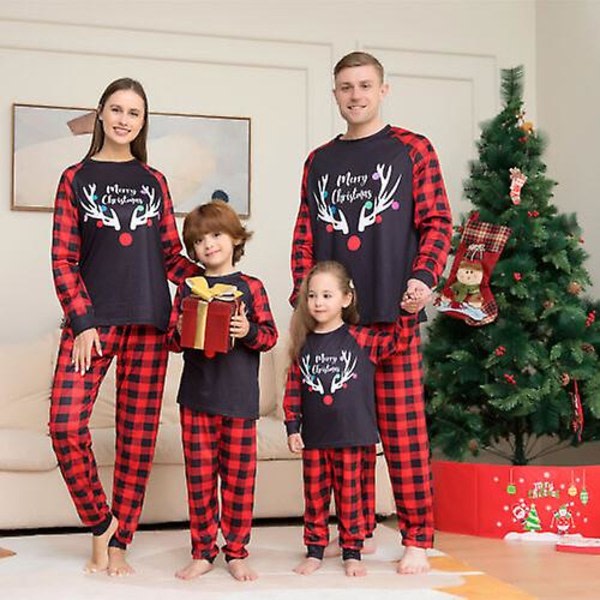 Familjematchning Vuxna Barn Jul Pyjamas Xmas Nattkläder Pyjamas Pjs Set kid2-3y