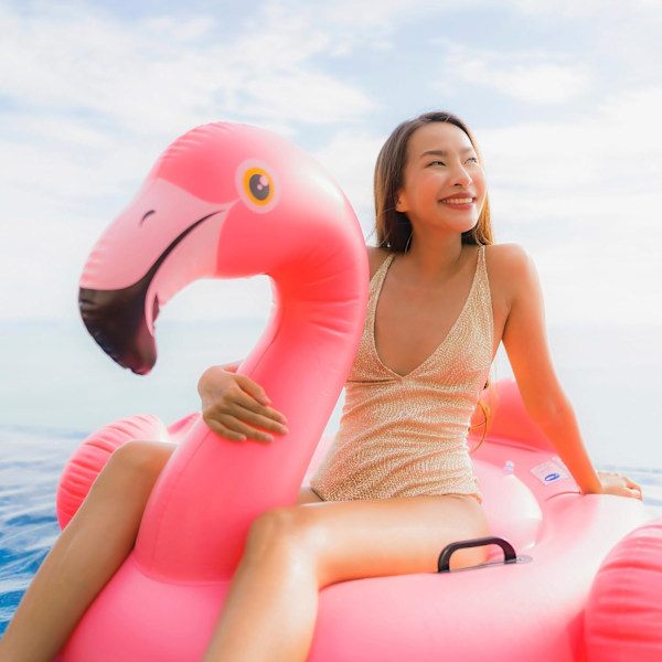 Dobbelt flamingo badering voksen vand oppustelig mount fortykket overdimensioneret børns flydende seng