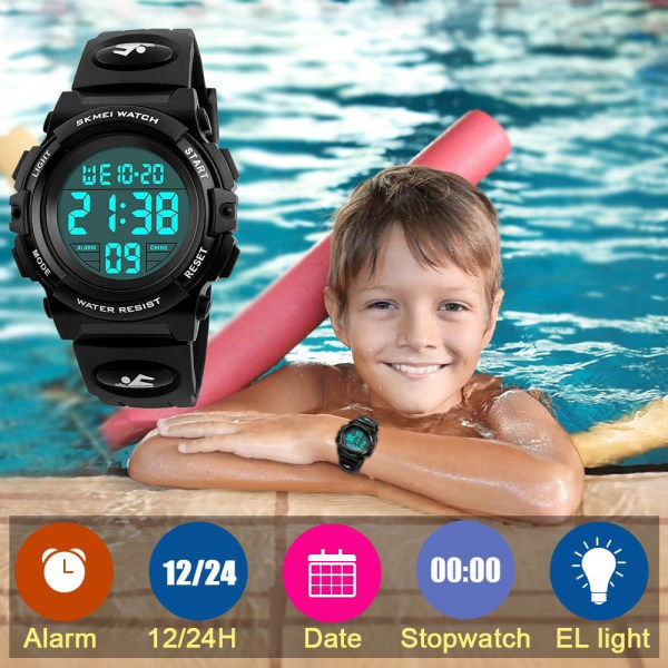 LED-vandtæta armbånd til barn - Digitalt ur og oplægsholder til tonårspojkar