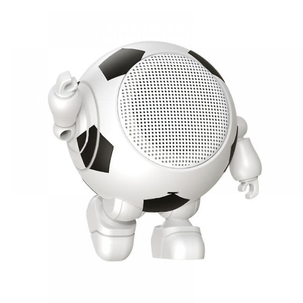 Bluetooth-robothögtalare Söt bärbar liten stål Bluetooth-ljud trådlös (fotbollstil vit)