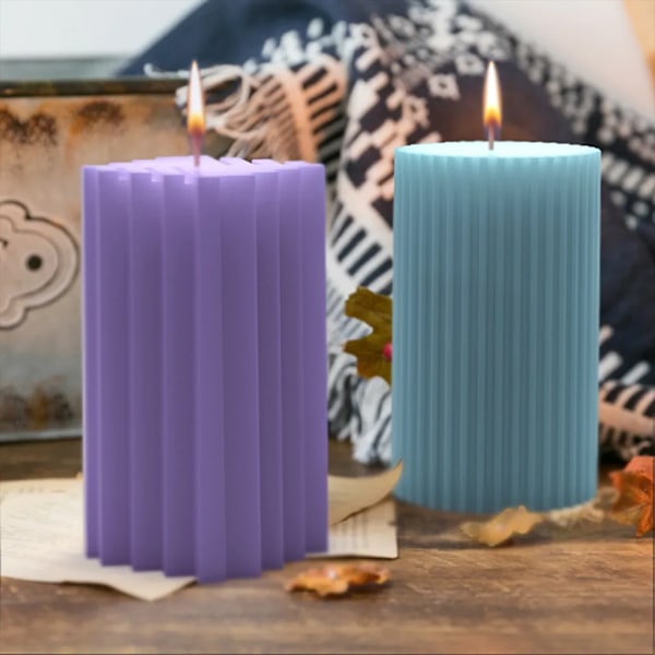 3 st Silikoncylinder Kvadratisk Pelarform Gjutform Ljusform 3D Ljusform DIY-set