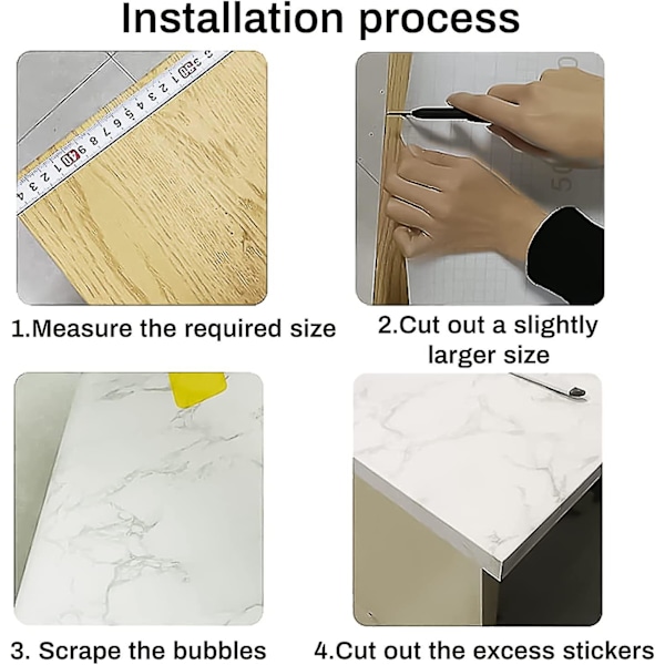 Marmor Möbel Limpapper, 40 X 500cm Marmor Tapet Självhäftande Film Grå Vit Limpapper