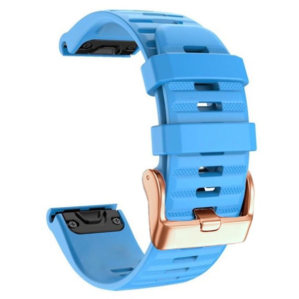 Watch för Garmin Fenix ​​7s / 6s Pro / 5s Plus / Instinct 2s , horisontella ränder Silikonrem 20 mm med roséguldsspänne Blue