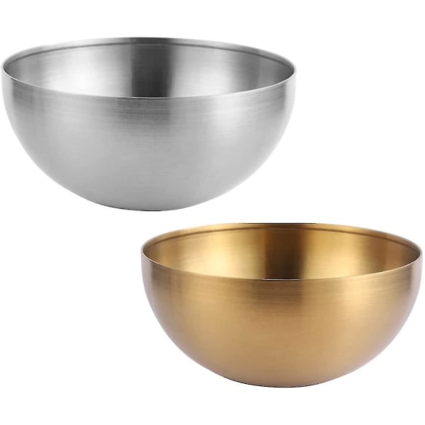 2-delade serveringsskålar i rostfritt stål Guld Silver Nudelsalladsskålar Metallbestick