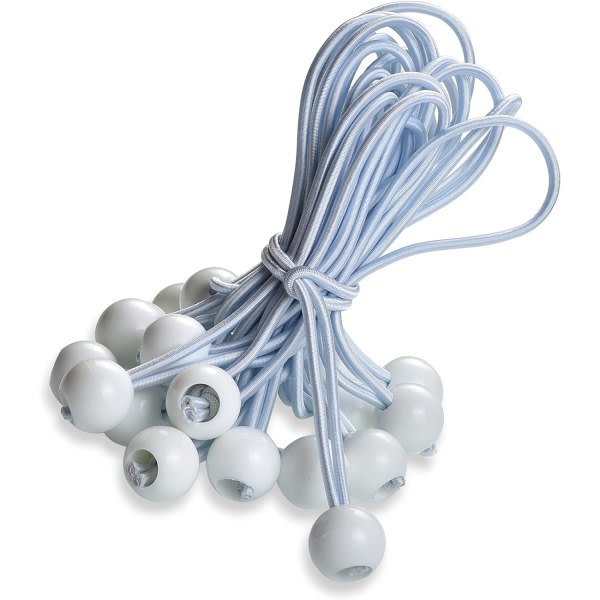 25 professional rubber cords with balls (white 195 mm) fo