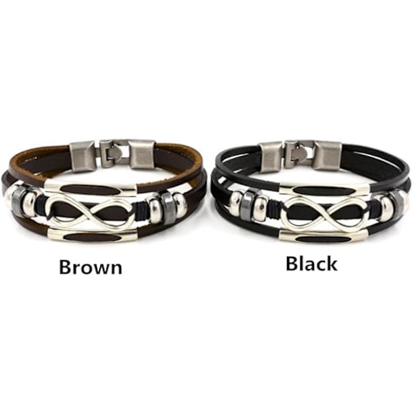 Punk Alloy Læderarmbånd med Rustfrit Stål Spænde Herre, Dame (21cm) Brun