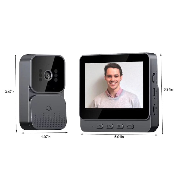 Intelligent visuell dörrklocka, trådlös visuell dörrklocka, 4,3 tums bildskärm, intelligent tvåvägsintercom för hemmet, videoövervakning
