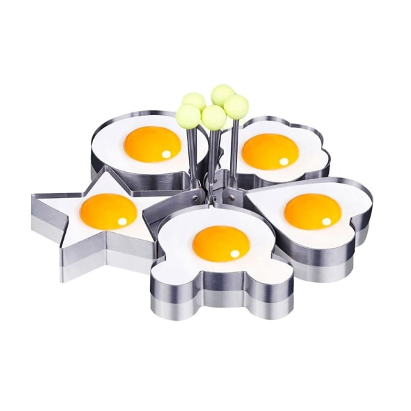 Omelettform, eggringer i rustfritt stål, stekte eggringer, stekt egg, pannekake