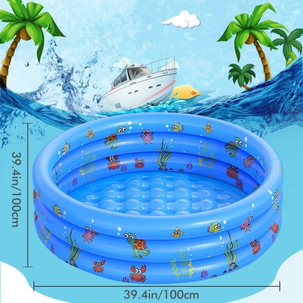 Uppblåsbar uima-allas Uppblåsbar badkar Uppblåsbar barnpool Förtjockad tecknad rund uppblåsbar allas (100 cm) Uppblåsbar trädgårdspool