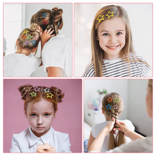 30 st stjärnformede metall hårspännen hårspännen for flickor Non Silp Barn Blandade farger Söta håraccessoarer (star30st)