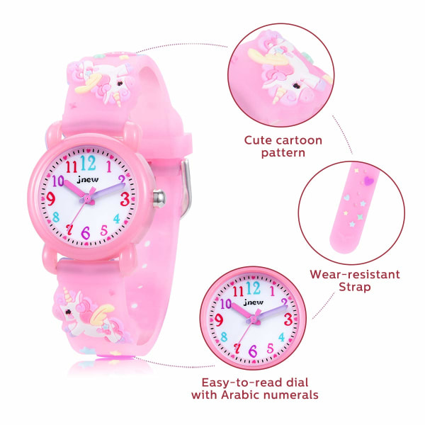 Lasten analoginen watch, 30 M vedenpitävä - Tyttöjen 3D söpö sarjakuva watch silikoni- nylon