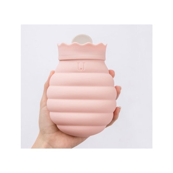 Hot Bag Funny Honey Pot Silikon Varmvattenpåse Handvärmare Mini Hot Baby Water Infusion Band Stickad filt 11oz (S Pink)