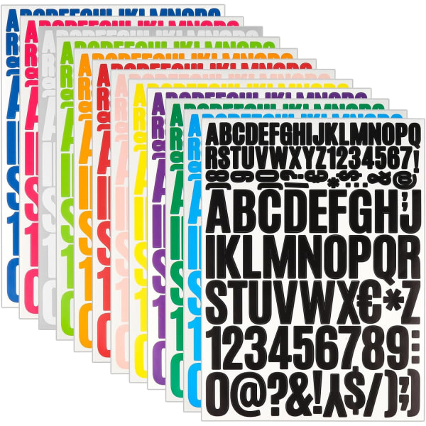 Bokstavsklistermärken, 10 ark 1224 stycken bokstäver att klistra på, självhäftande vinyl bokstäver