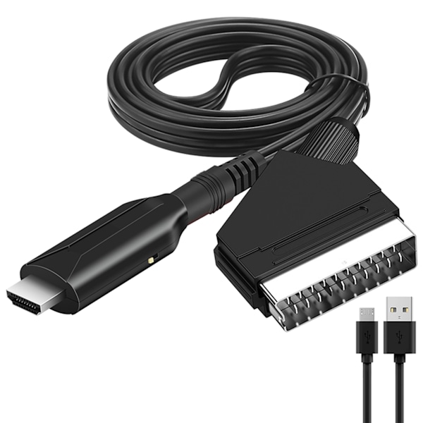 1080P SCART til HDMI-kompatibel konverteringsadapter, SCART-indgang til HDMI-kompatibel udgang Video Audio Converter-kabel