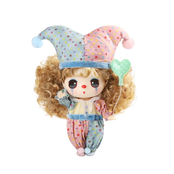 Ddung Fashion Doll, Klovni-nukke, Mukana uudelleenkäytettävä leikkisetti - Upea lahja yli 3-vuotiaille tytöille Dongji-klovni-pukeutumisnukke