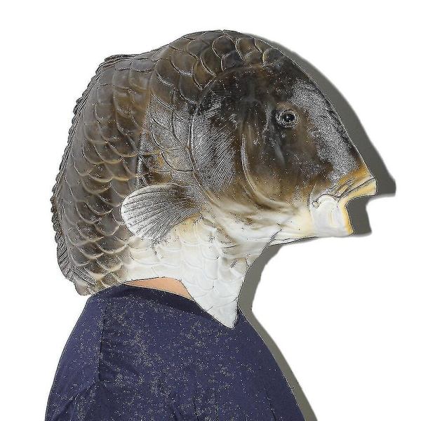 Svart Fiskemaske Latex Dyrehodemaske Grå Fiske Kostyme Hodeplagg Maskerade Fest Voksen -hg