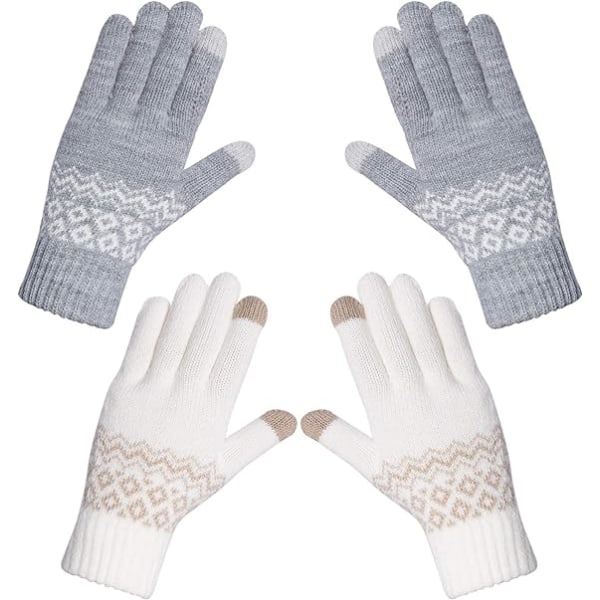 2 par damehandsker Varme vinterhandsker med touchscreen Soft K DXGHC