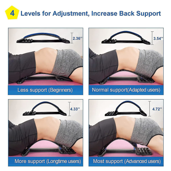 Rygstræk, rygstræk, 4 niveauer justerbar rygstræk, rygbøjle, slap af i ryggen, rygstræk, rygbræt, ortose