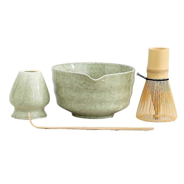 Matcha-setti, Japanilainen teesetti, jossa on Matcha-kulho nokalla, Matcha-teline, bambu-Matcha ja bambu