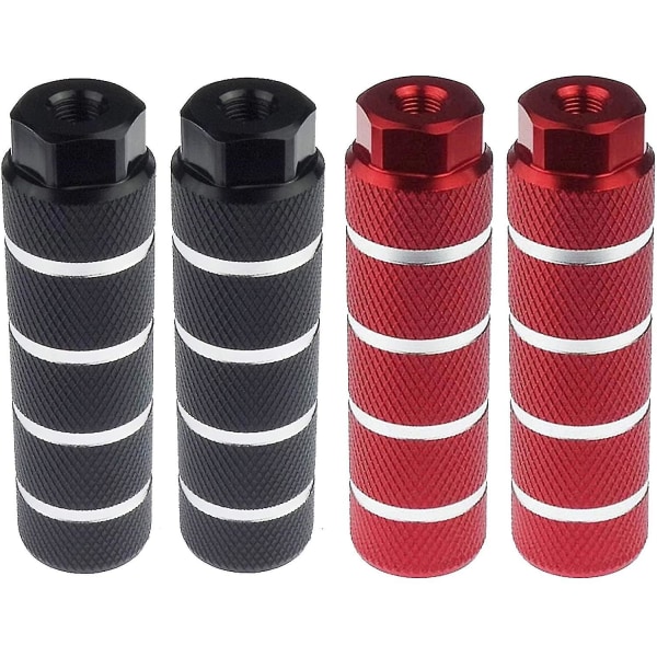 2 Pairs Aluminum Alloy Bike Pegs Rear Stunt Pegs Fit 3/8 Inch Axles, Black( Color : Black Red )