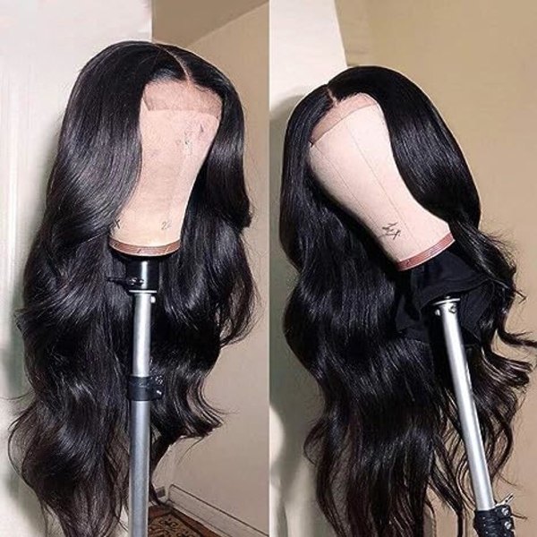 Kemiallinen kuituperuukki Pitkät hiukset naisille Keskipitkät mustat pitkät