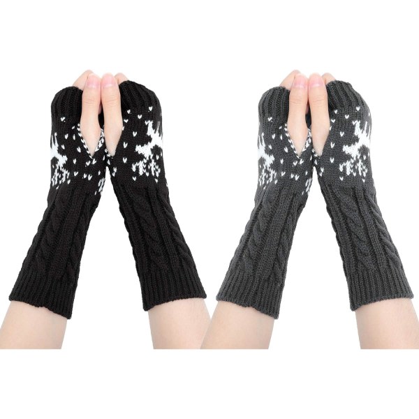 Vinter fingerløse handsker - Armvarmer handsker til kvinder Strik Croch DXGHC