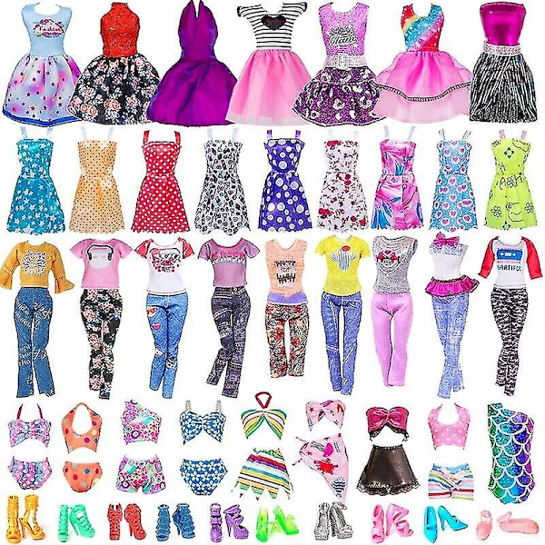 32-pack Barbie Doll Kläder Toppar Byxor Klänningar Skor Mode Fest Accessoarer Set Barn Flickor Leksak Presenter