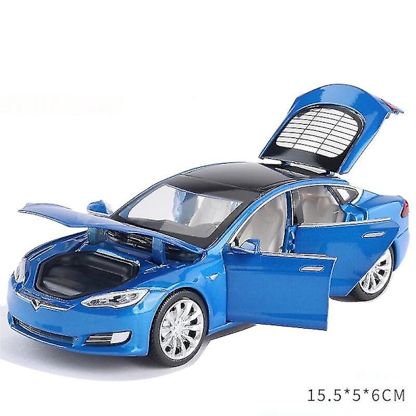 1:32 Tesla Model X Model 3 Model S Model Y Legering Bilmodell Diecasts Leksaksbil Ljud Och Ljus Barnleksaker För Barnpresenter Pojkleksak Model S Blue