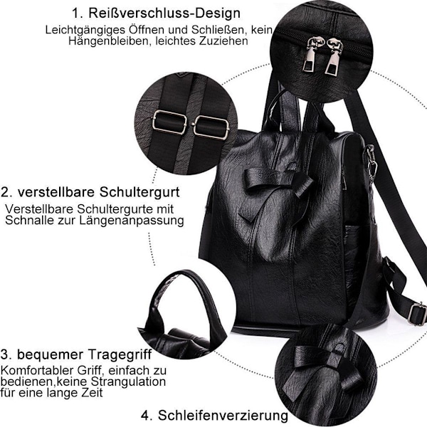 Backpack Ryggsäck Dam Vattentät Läder Axelväska Reseryggsäck