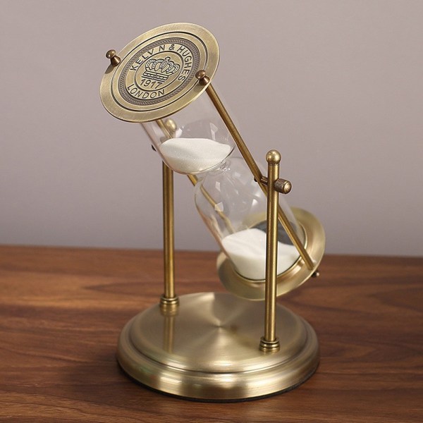 Vintage 15 minutters timeglass, 360 roterende sandtimer