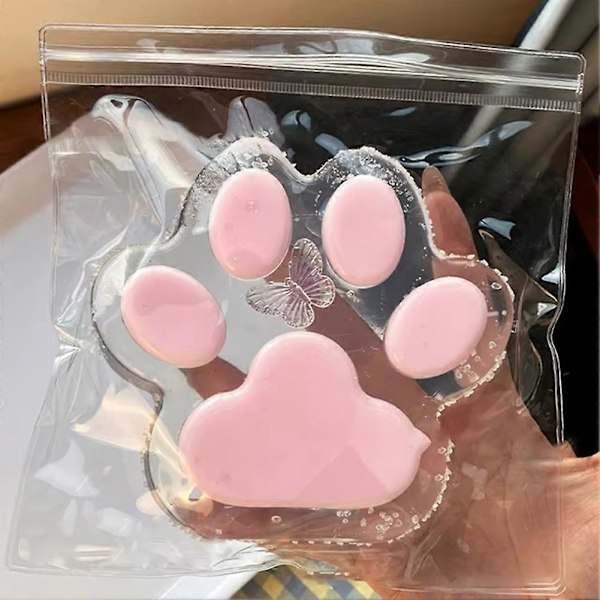 5-tommers Stor Kattepotesquishie, Kawaii FuFu Squishies, Klæbrig Jelly Kattepoteklemmer, Stressreducerende Klemmelegetøj til Børn & Voksne Pink