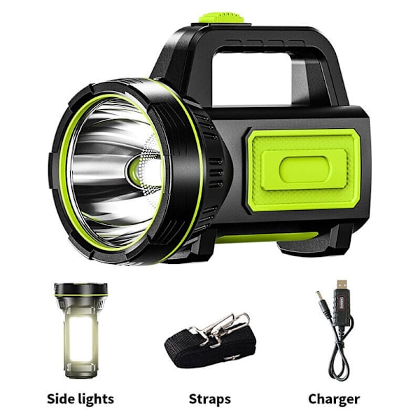 Tehokas USB-ladattava LED-taskulamppu sivuvälolla, vedenpitävä retkeilyyn, telttailuun, metsästykseen[YDE]