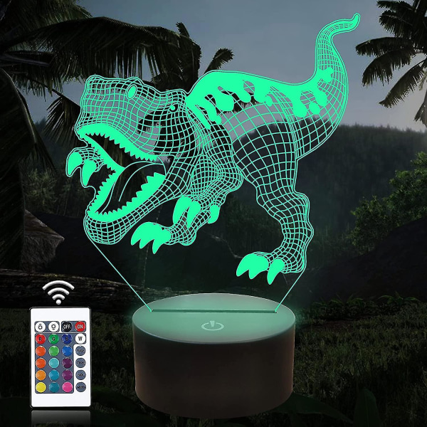 3d Dinosaur Night Light Lamp Legetøj, Dinosaur Lights Lamper til drengeværelse, Dinosaur Night Light til drenge, Dino Night Light Lamp