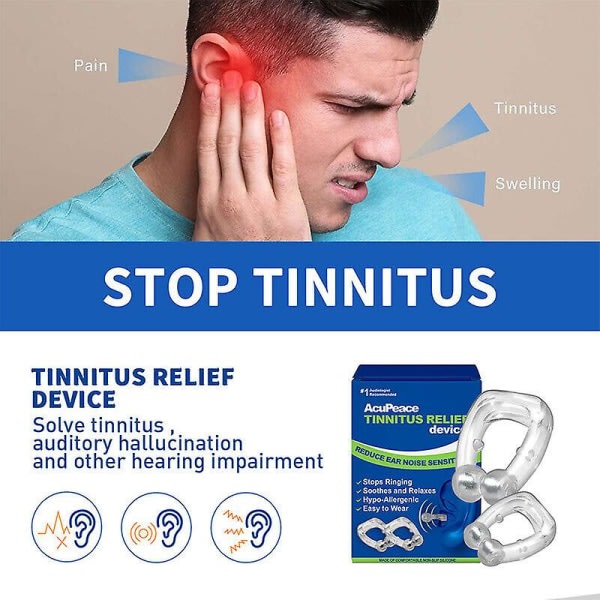 2x Tinnitus Relief Device kompatibel med ringande öron Stoppa öronringning kompatibel med män kvinnor