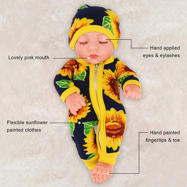12 tommer nyfødt genfødt babydukke og tøjsæt Realistisk Silico