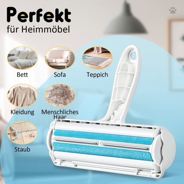 Borttagare av husdjurshår - Pet Hair Lint Roller för hundhår och katthår, självrengörande katthårborttagare för matta, möbler, kläder, sängkläder, vit