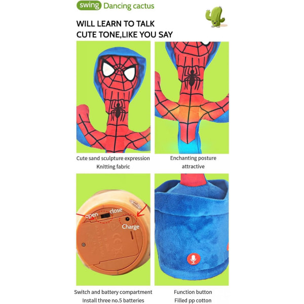 Talking Cactus Superhero - Efterligner legetøj for at gentage, hvad du siger