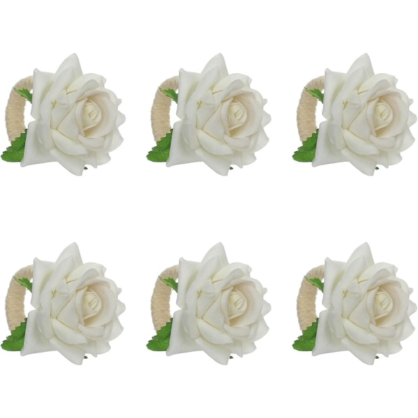 6 kpl ruusulautasliinasormuksia kukkaisten lautasliinasormusten set Simulaatioruusu