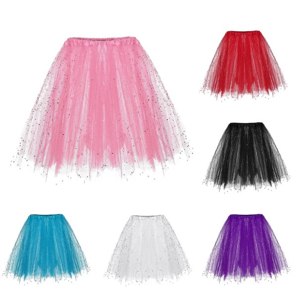 Tutu kjol för kvinnor Vintage balett bubbeldans kjolar för cosplay fest Elastik tyll kjol lager blå