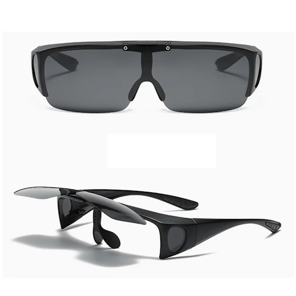 Nya polariserade linser för män Körning Fiske Solglasögon Skydd För Myopi Glasögon Flip Polaroid Solglasögon Oculos De Sol Masculino Flip gray lens