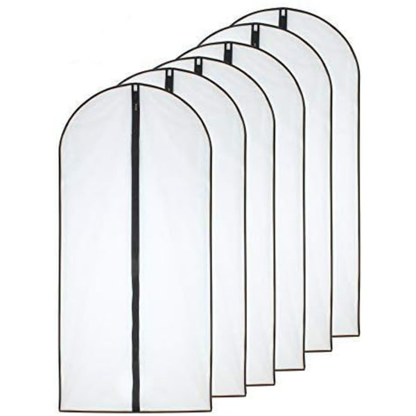 Malsäkra klædeposer 60 x 120 cm (24' x 48') Sort side Åndbar Gennemsigtig Klædepose Fuld Lynlåsposer til Vinterfrakker Jakker Tøj (10-pak)