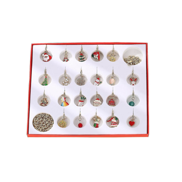 Julepynt julenedtælling adventskalender med mode DIY armbånd halskæde no4527