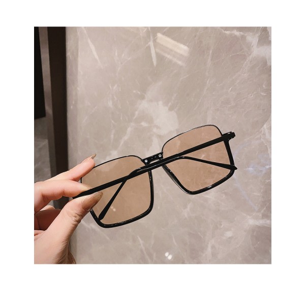 Overdimensionerede solbriller til kvinder Mænd Mode Store Firkantede Flat Top Solbriller Nuancer-Brun