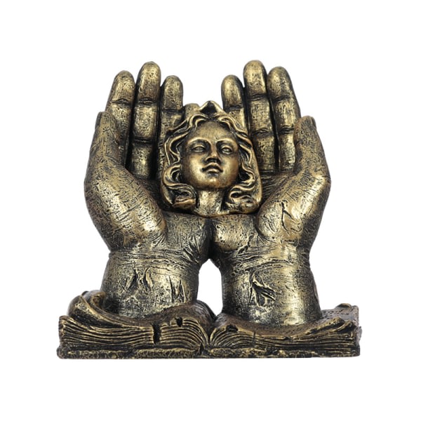 Kreativ religiös prydnad bok Hand som håller Kristus Jungfruängelstaty för hem sovrumsdekoration Guld Jungfrun