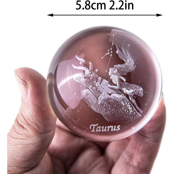 3D Laser Constellation Kristallkula Kristall Pappersvikt Full sfär glas Fengshui med sliver-pläterad blommande stativ (Oxen)