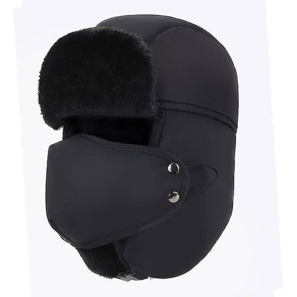 Unisex Winter Ear Flap Trapper Bomber-hattu pitää lämpimänä luistellessa hiihtäessä tai muissa ulkoaktiviteetteissa musta