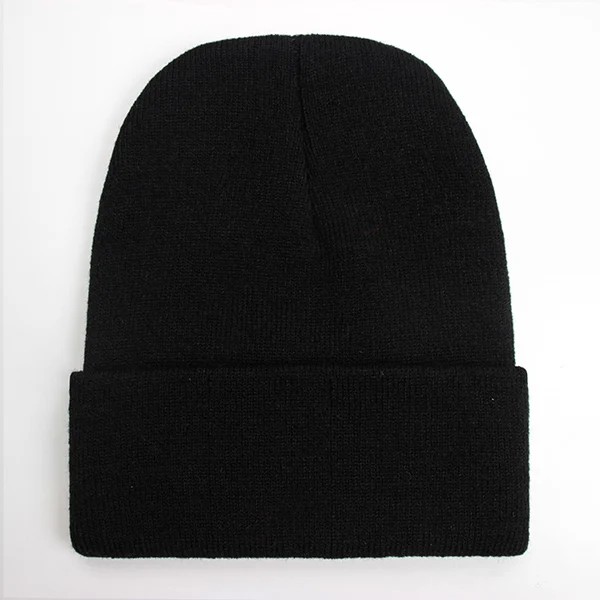 Unisex Solid Beanie - Höst & Vinter - Ullblandning - Mjuk & Varm - Stickad Mössa - Herr & Dam - Skullcap - Gorro - Skidmössa - 24 Färger Black