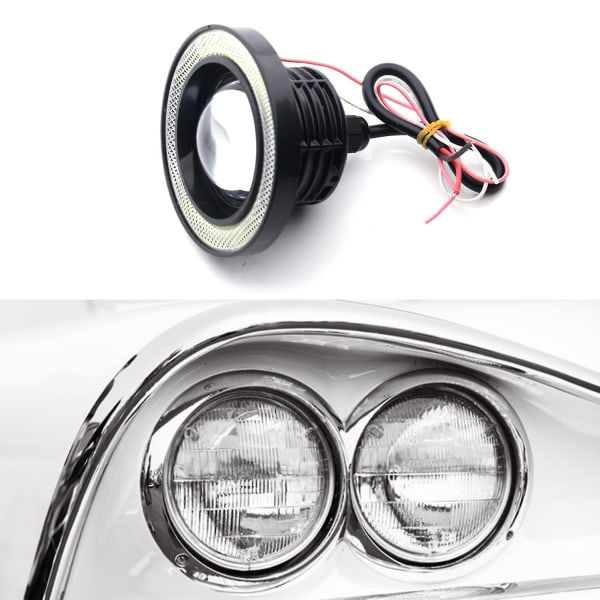 2 stk 64 mm tågelygter Vandtæt Aluminium Cob Led Angel Eyes lampe til motorcykler (størrelse: a)