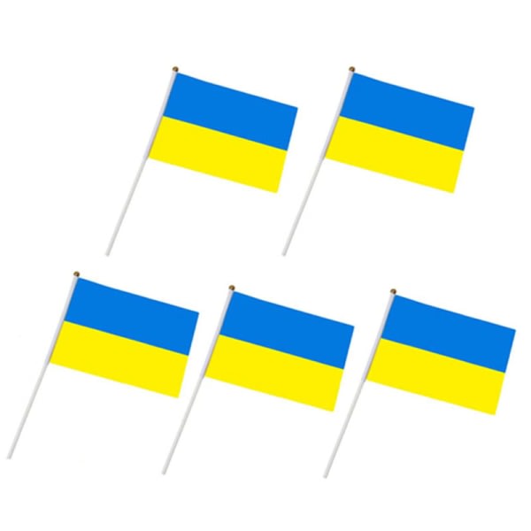 Handhållen Ukrainsk flagga Dubbelsidigt trykkt Mini Stick Flagga Parader Fester Dekor 5st
